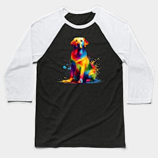 Labrador Retriever in Colorful Splash Paint Style Baseball T-Shirt